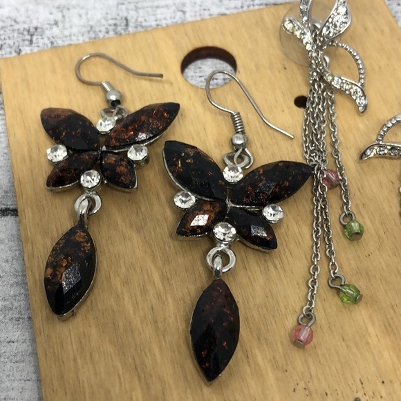 Bundle lot 3 butterfly earrings casual to dressy statement style, dangle drop + - Picture 3 of 4